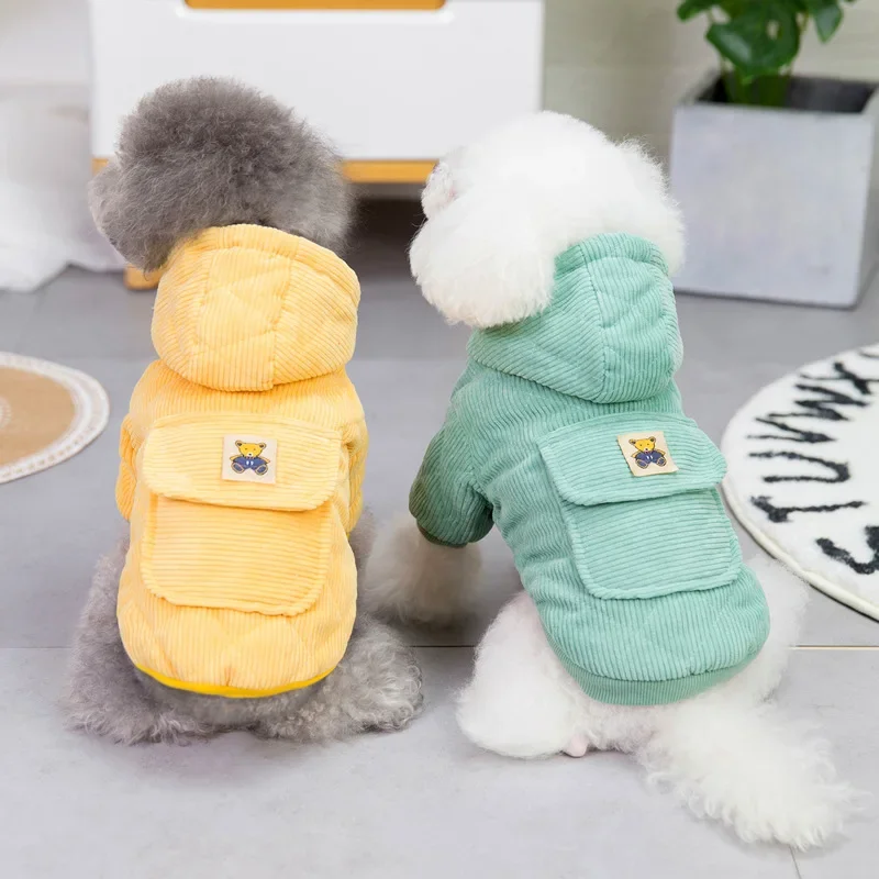 Corduroy Dog Coat with Leash D - D Ring Strap ulasan dan harga
