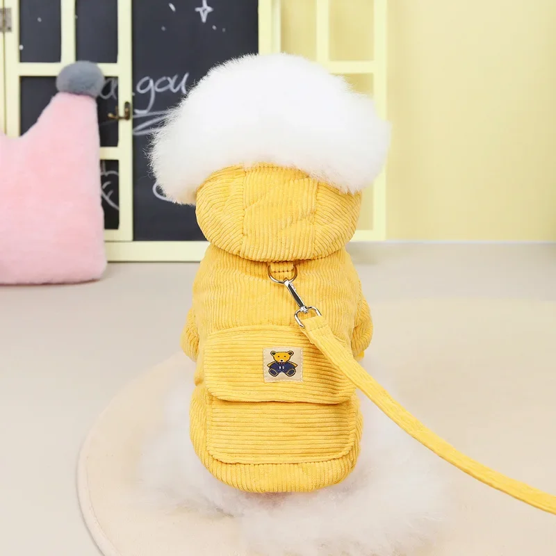 Corduroy Dog Coat with Leash D - D Ring Strap ulasan dan harga